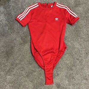 Adidas original stripe bodysuit in red size extra small